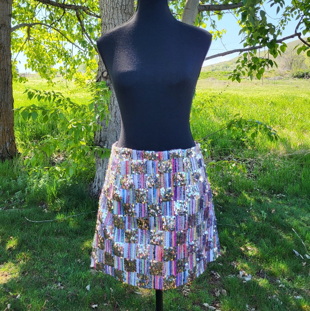 Sequin Multicolor Mini Skirt - Picture 2 of 10